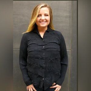 Double Collar Jacket (shirt) by Babette Style # 1K762 Small Black NWOT condition